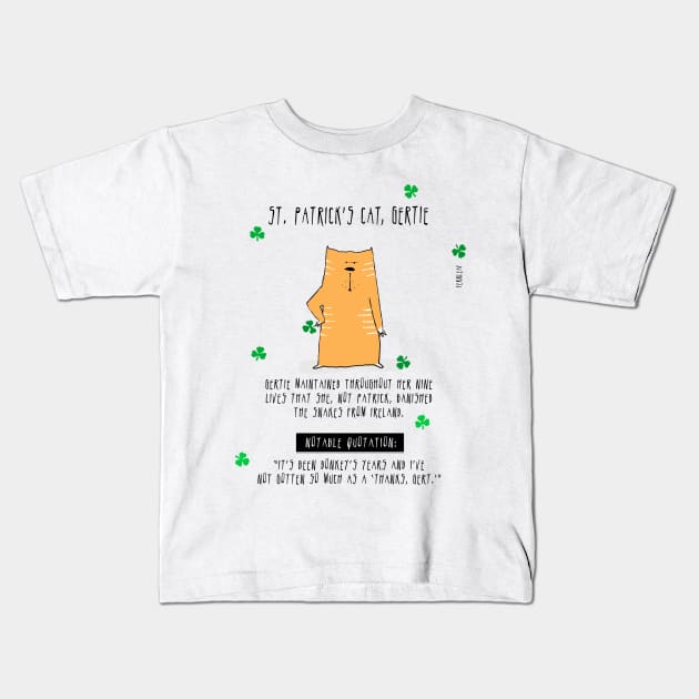 St. Patrick's Cat, Gertie Kids T-Shirt by sfernleaf